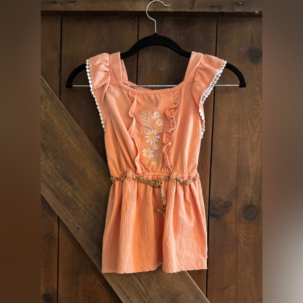 4/$12 Little Lass Coral Embroidered Top